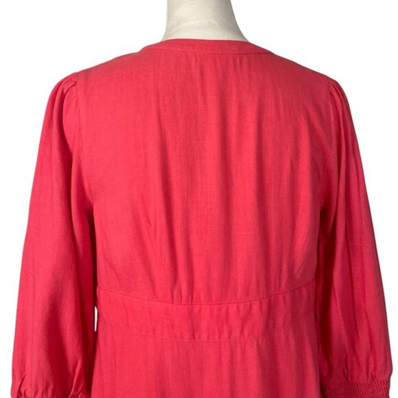 J.Jill Dress A-line Size XS V-Neck Button Front Linen Blend Coral Pink Women’s - Picture 7 of 11